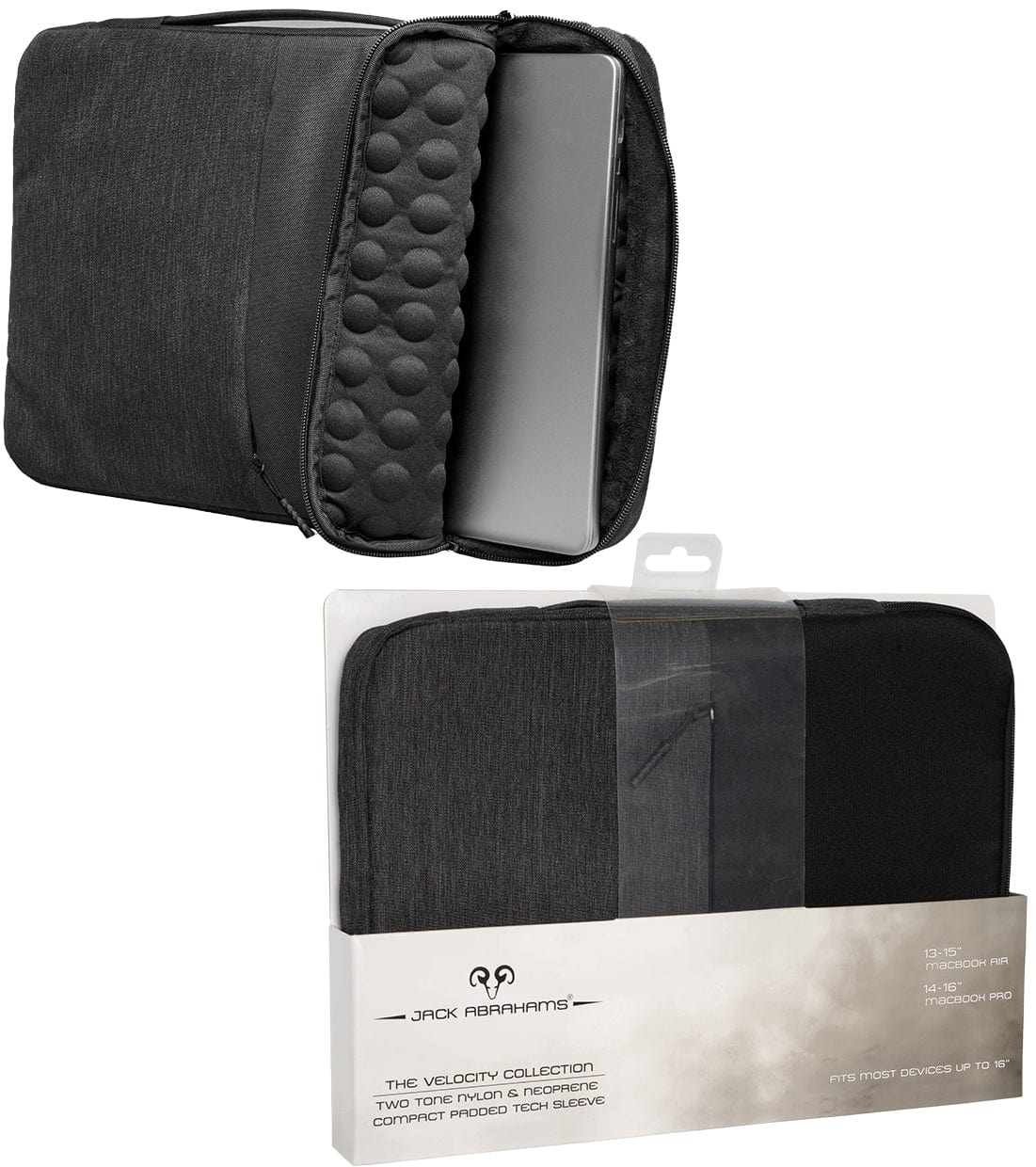 Jack Abrahams The Velocity Two-Tone Nylon Protective Padded Laptop Sleeve 4L
