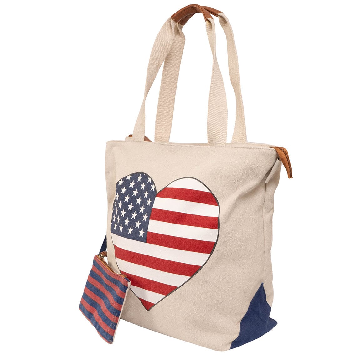 Magid Canvas American Flag Tote With Pouch