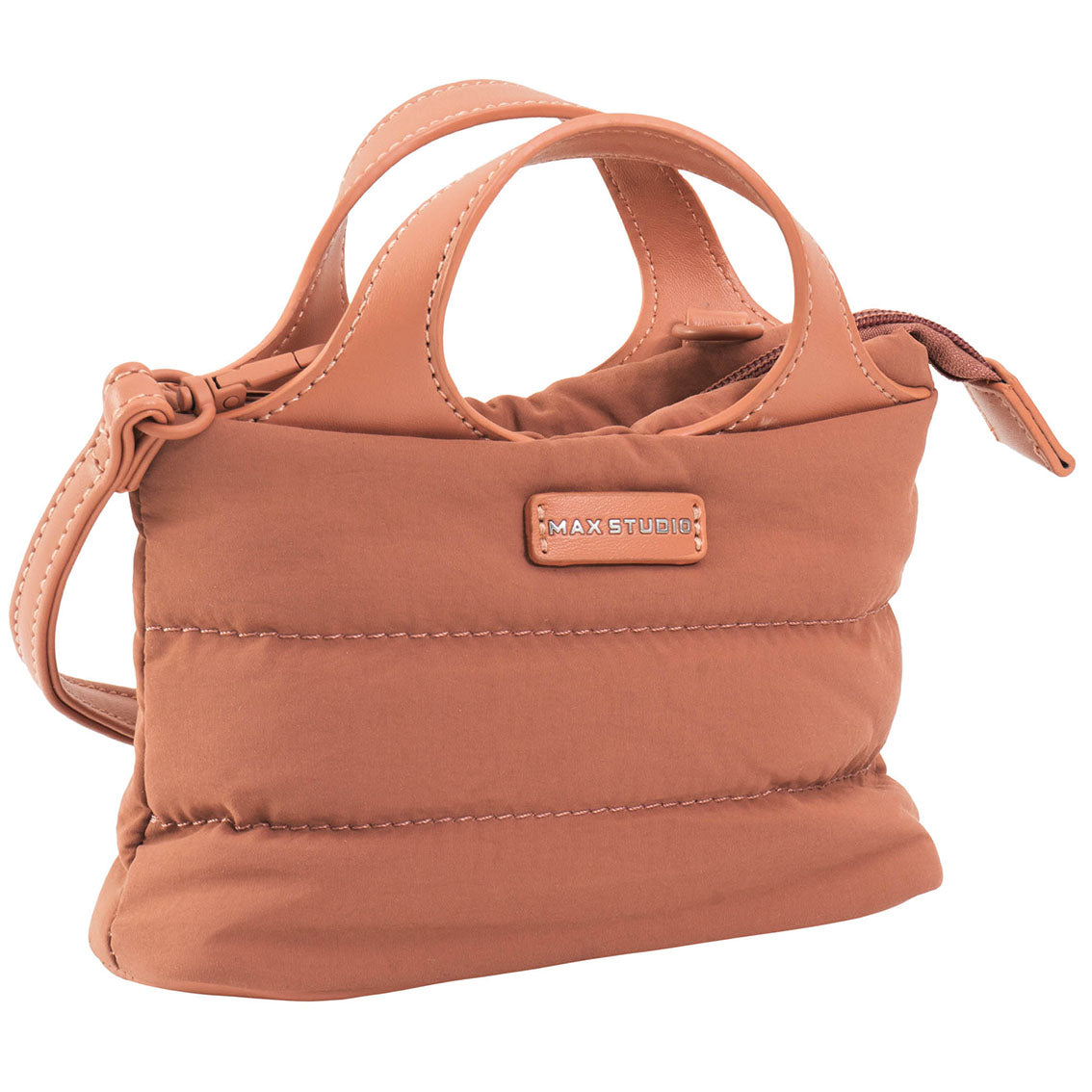 Max Studio Matte Puffer Nylon Tubular Quilt Tote