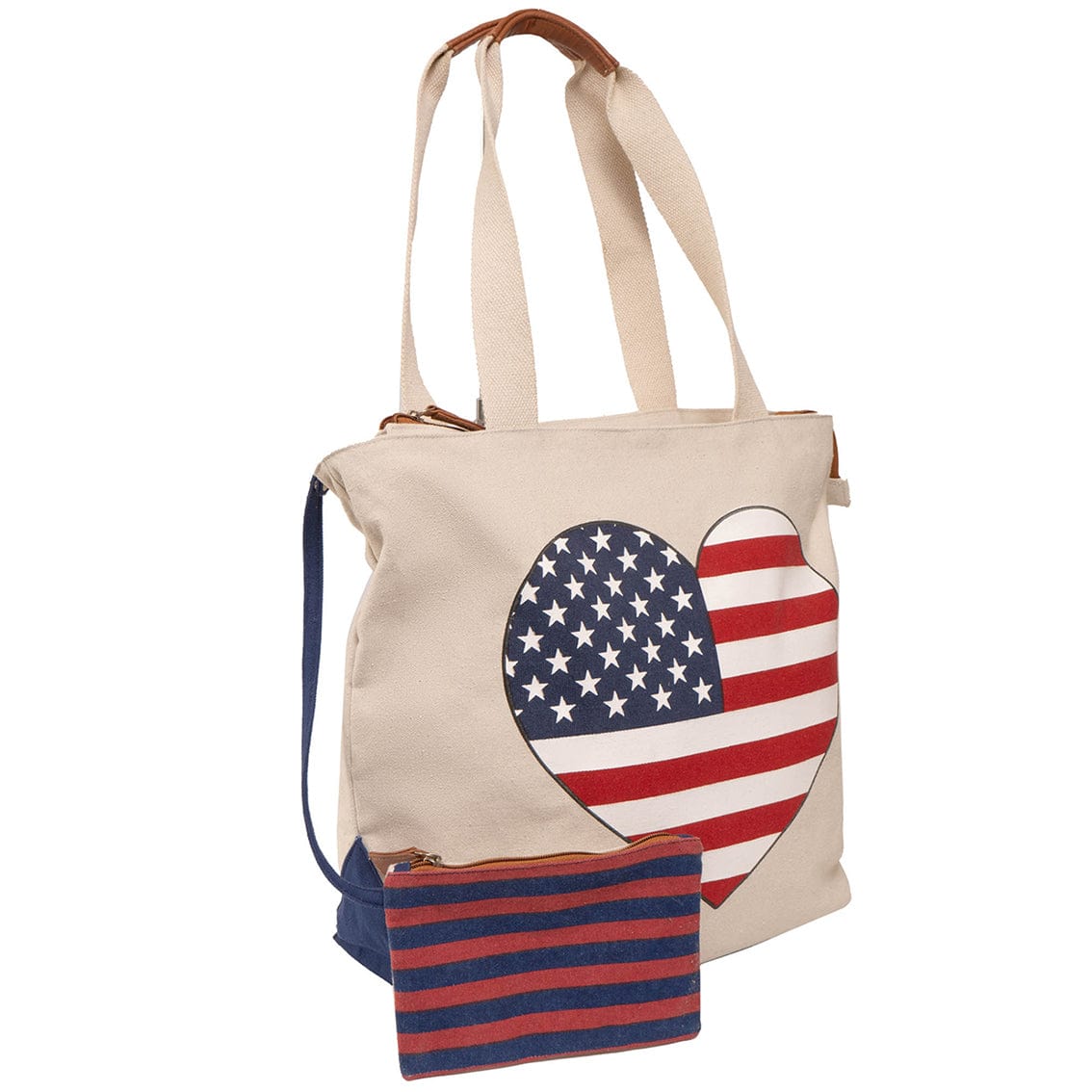 Magid Canvas American Flag Tote With Pouch