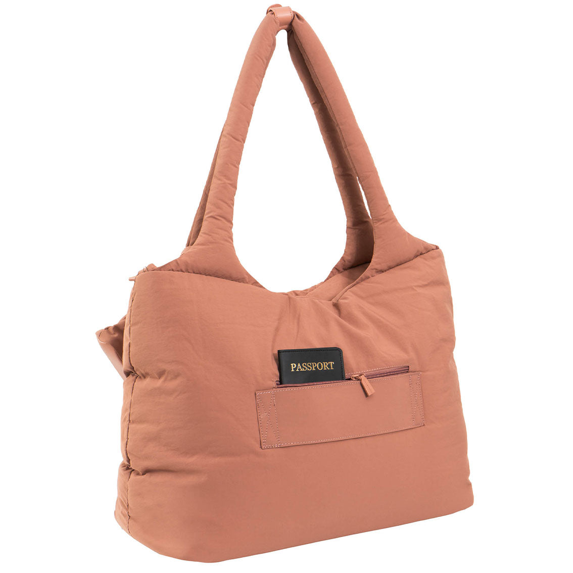 Max Studio Matte Puffer Nylon Tubular Quilt Tote