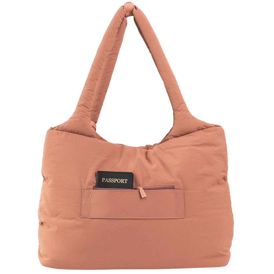 Max Studio Matte Puffer Nylon Tubular Quilt Tote