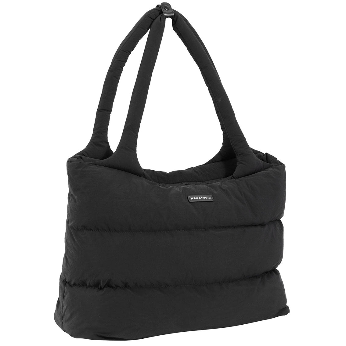 Max Studio Matte Puffer Nylon Tubular Quilt Tote