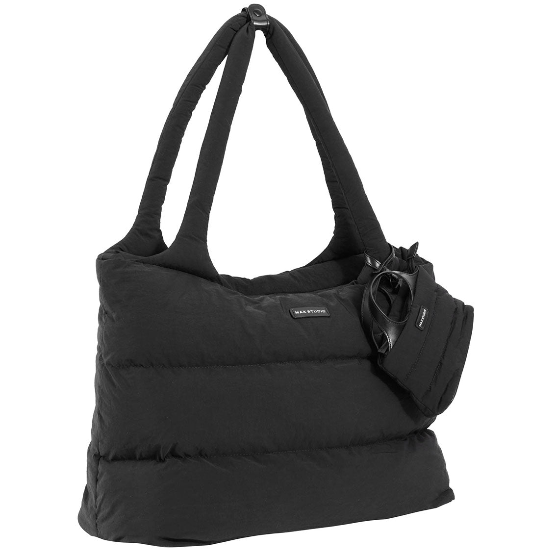 Max Studio Matte Puffer Nylon Tubular Quilt Tote