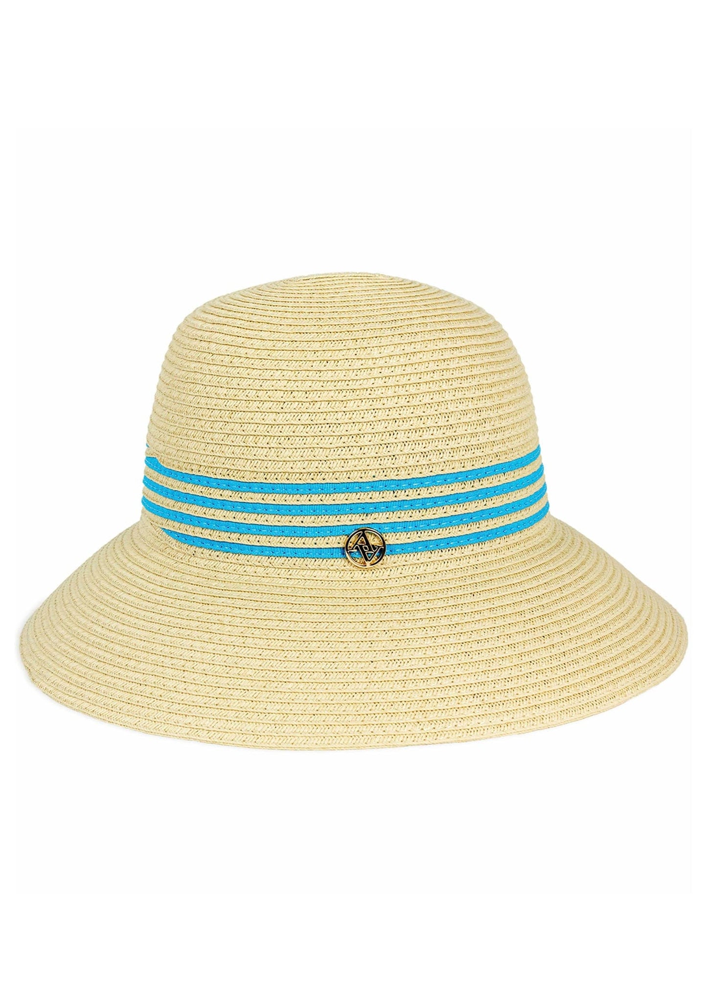 Adrienne Vittadini Straw Bucket Hat with Stripes