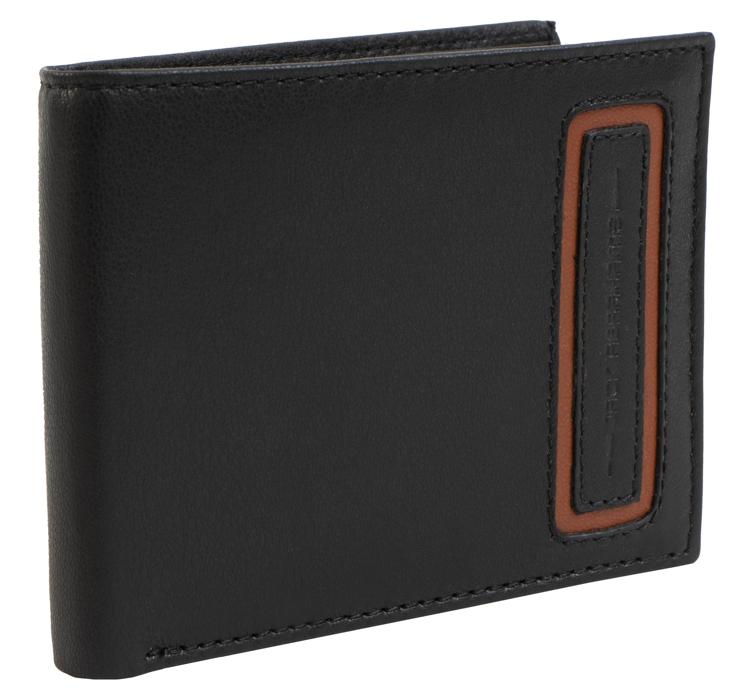 Jack Abrahams Goat Nappa Leather Bi-Fold Minimalist Wallet Black/Cognac