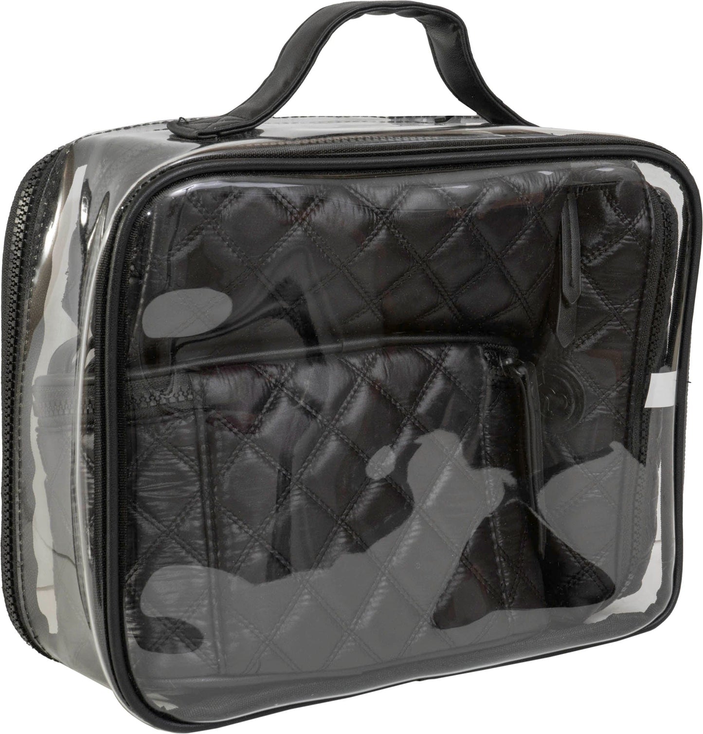 Joan & David Diamond Quilted Puffer Sport Nylon 4 Piece Clear Cosmetic Bag Set