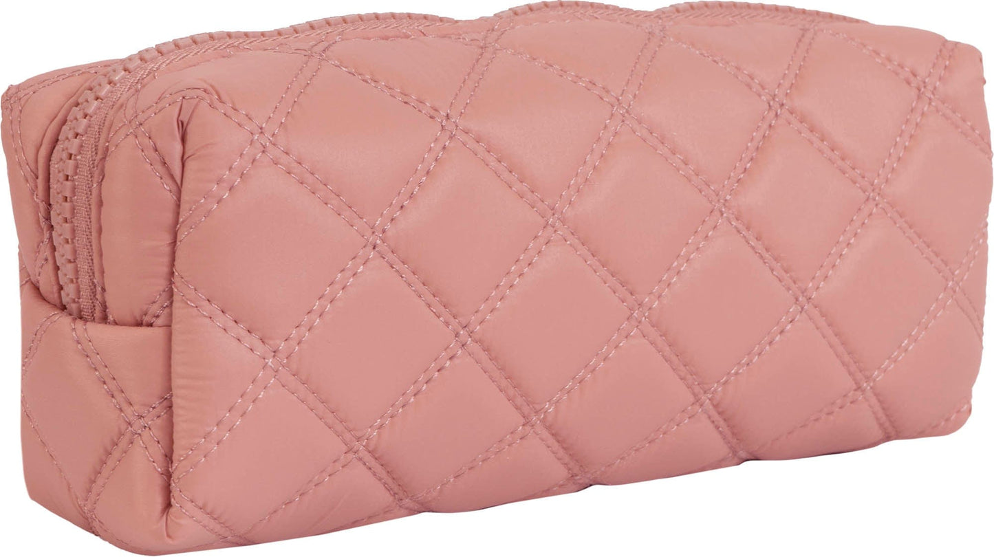 Joan & David Diamond Quilted Puffer Sport Nylon 4 Piece Clear Cosmetic Bag Set