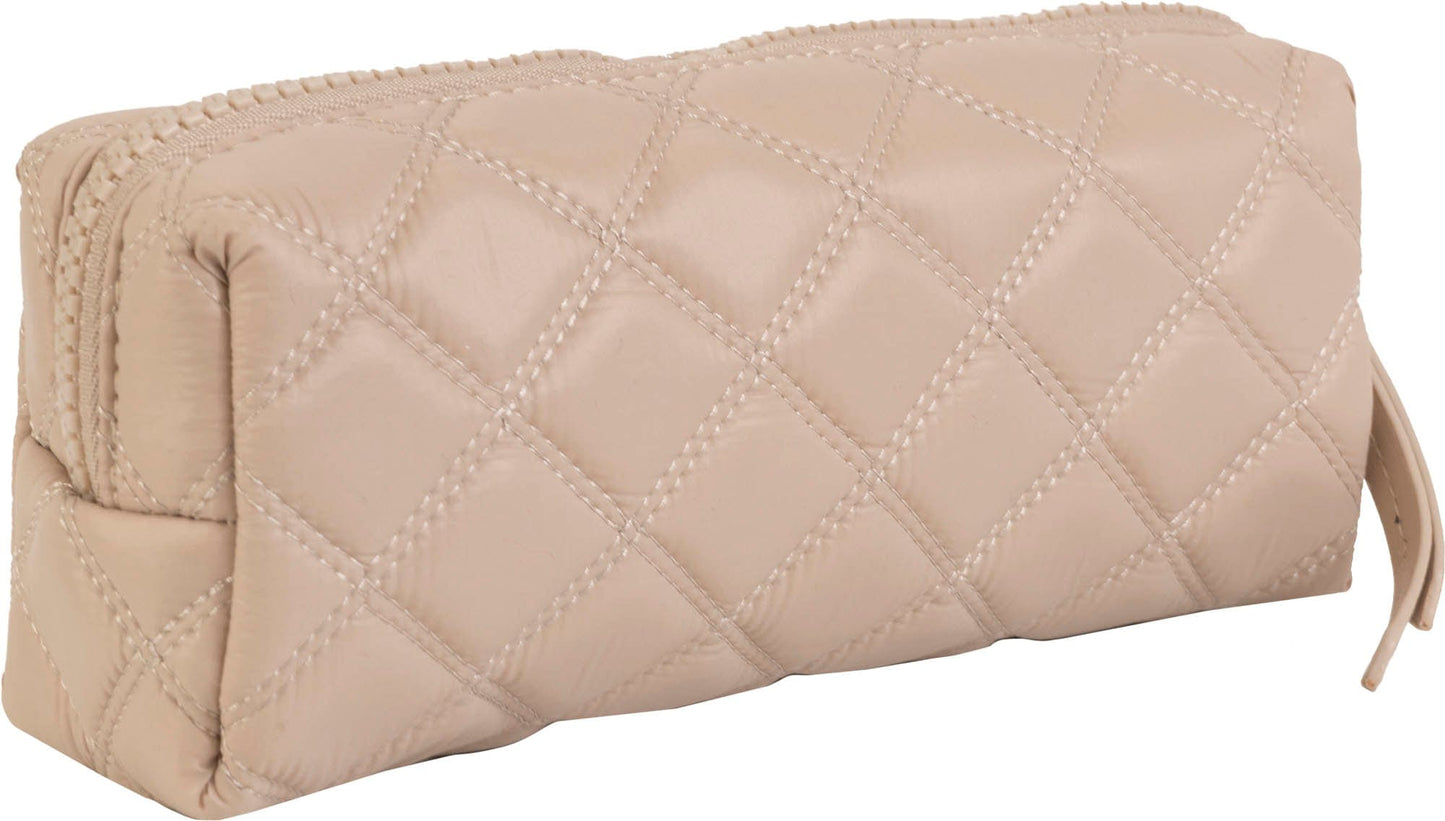 Joan & David Diamond Quilted Puffer Sport Nylon 4 Piece Clear Cosmetic Bag Set