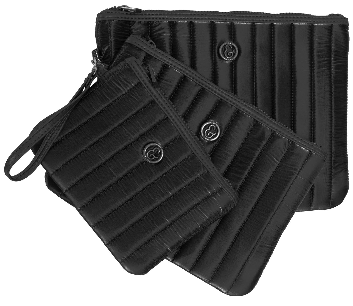 Joan & David 3 Piece Tubular Quilted Toiletry Wristlet Pouches