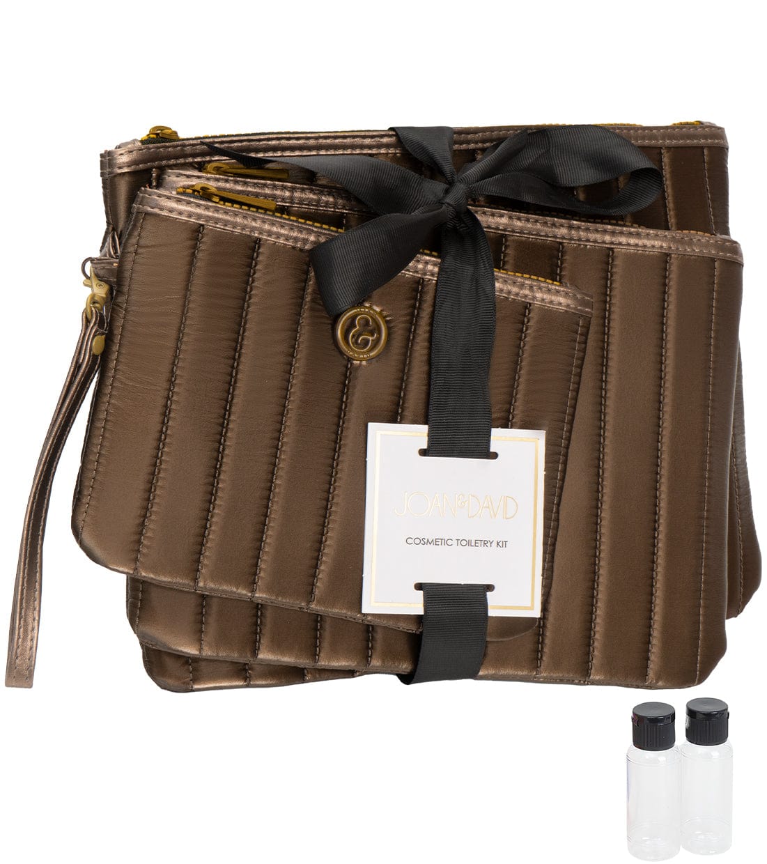 Joan & David 3 Piece Tubular Quilted Toiletry Wristlet Pouches