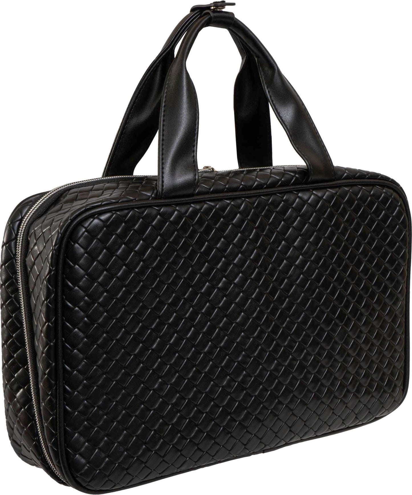 Joan & David Woven Top Handle Dual Compartment Toiletry Bag