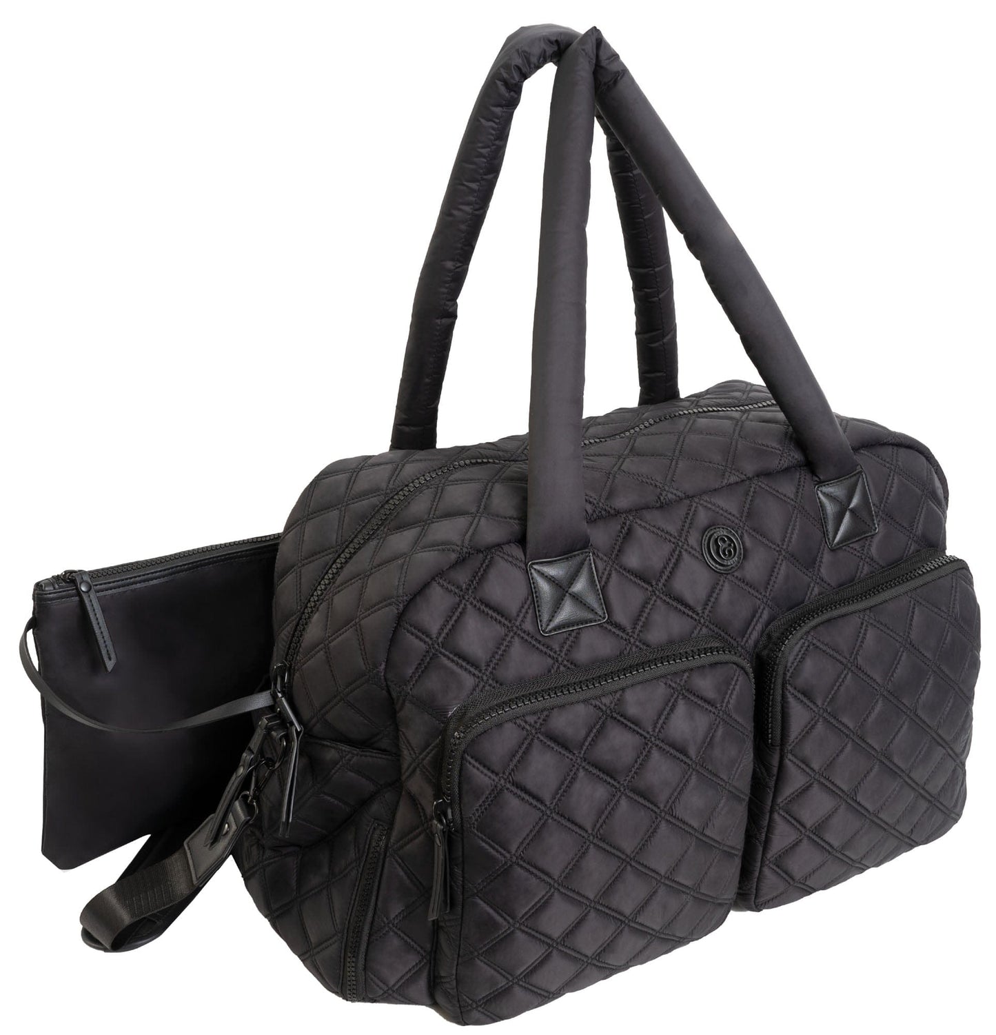 Joan & David 22 Inch Diamond Quilted 2 Pocket Parachute Nylon Duffel Bag