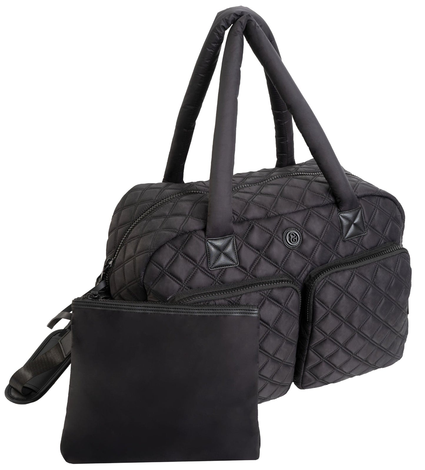 Joan & David 22 Inch Diamond Quilted 2 Pocket Parachute Nylon Duffel Bag