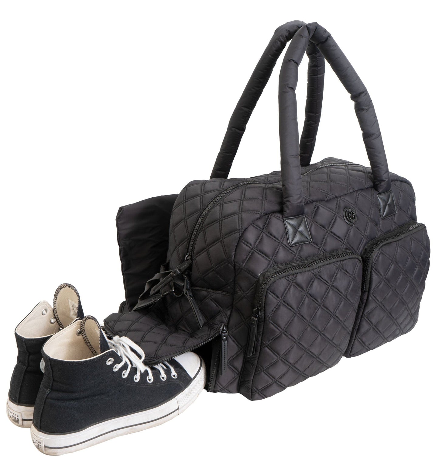 Joan & David 22 Inch Diamond Quilted 2 Pocket Parachute Nylon Duffel Bag
