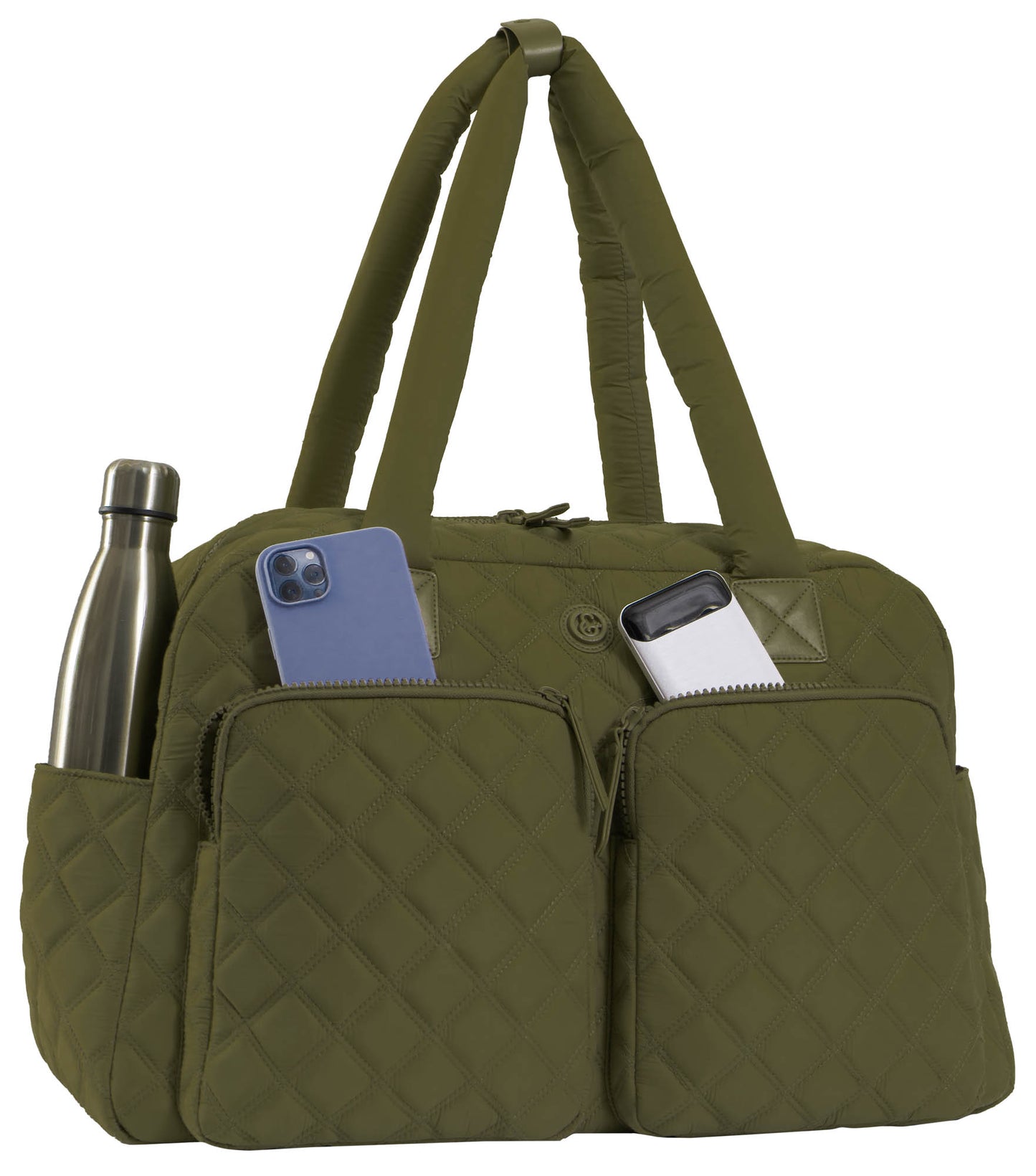 Joan & David 22 Inch Diamond Quilted 2 Pocket Parachute Nylon Duffel Bag