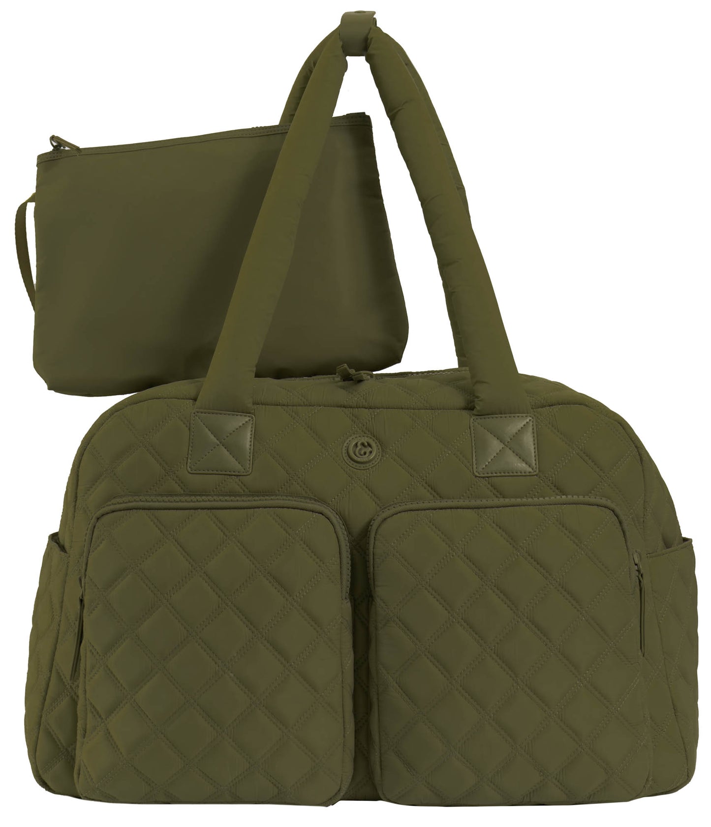 Joan & David 22 Inch Diamond Quilted 2 Pocket Parachute Nylon Duffel Bag