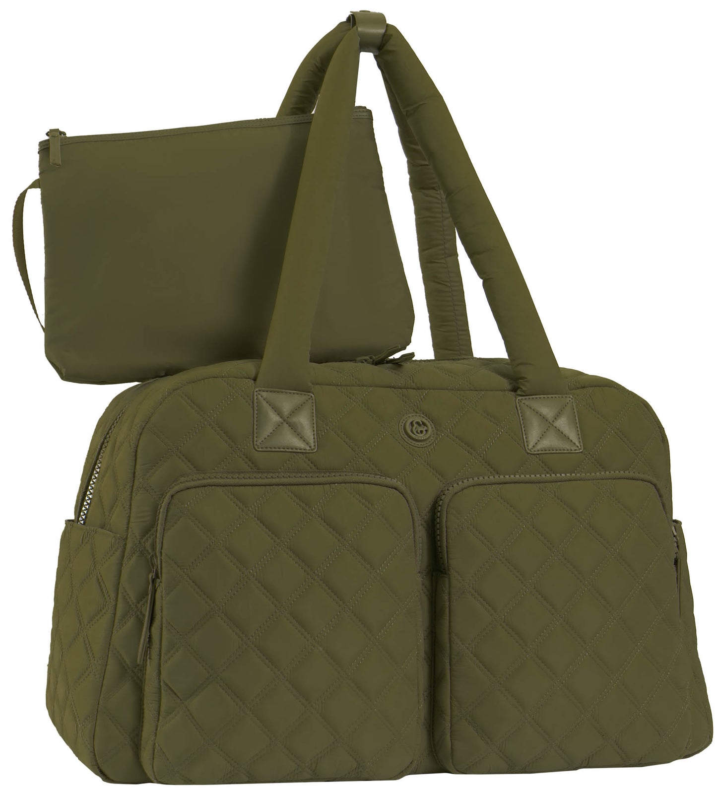 Joan & David 22 Inch Diamond Quilted 2 Pocket Parachute Nylon Duffel Bag