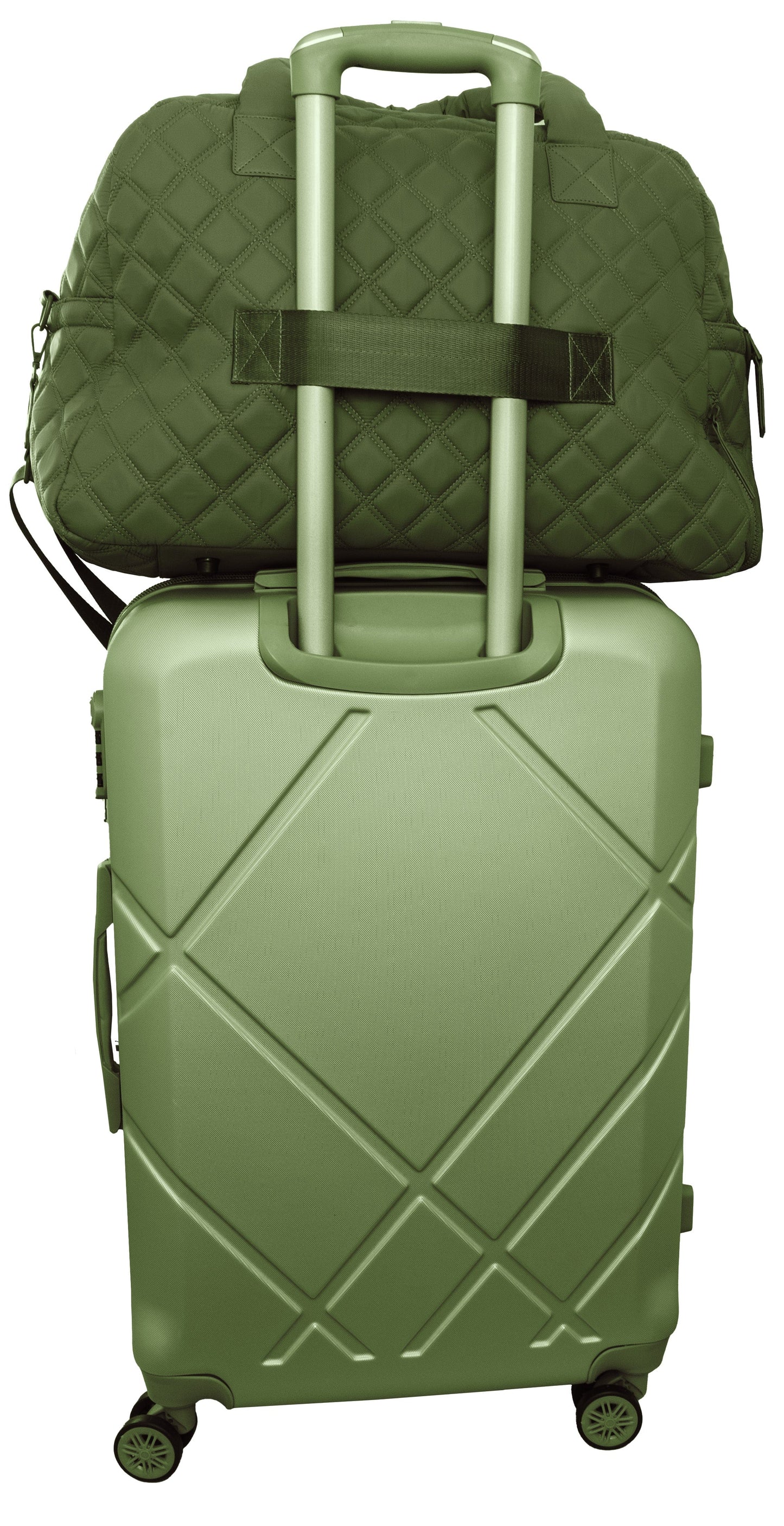Joan & David 22 Inch Diamond Quilted 2 Pocket Parachute Nylon Duffel Bag