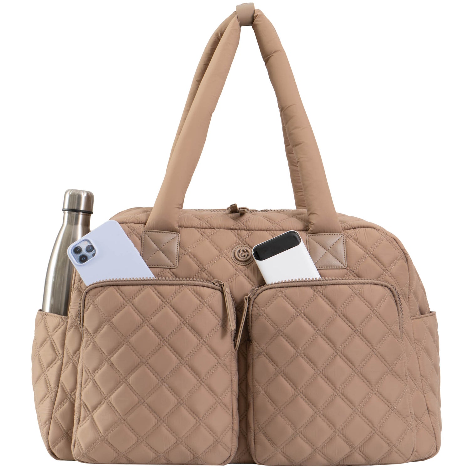 Joan & David 22 Inch Diamond Quilted 2 Pocket Parachute Nylon Duffel Bag