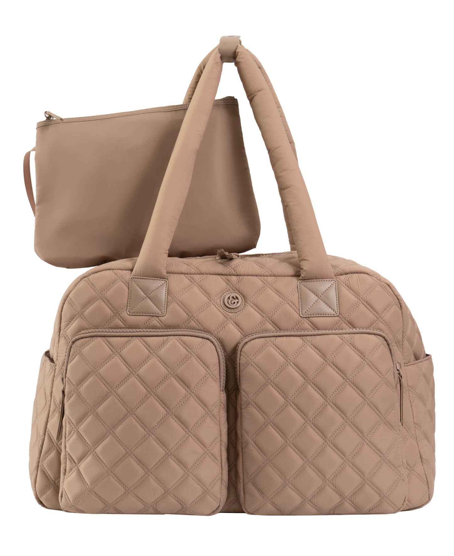 Joan & David 22 Inch Diamond Quilted 2 Pocket Parachute Nylon Duffel Bag