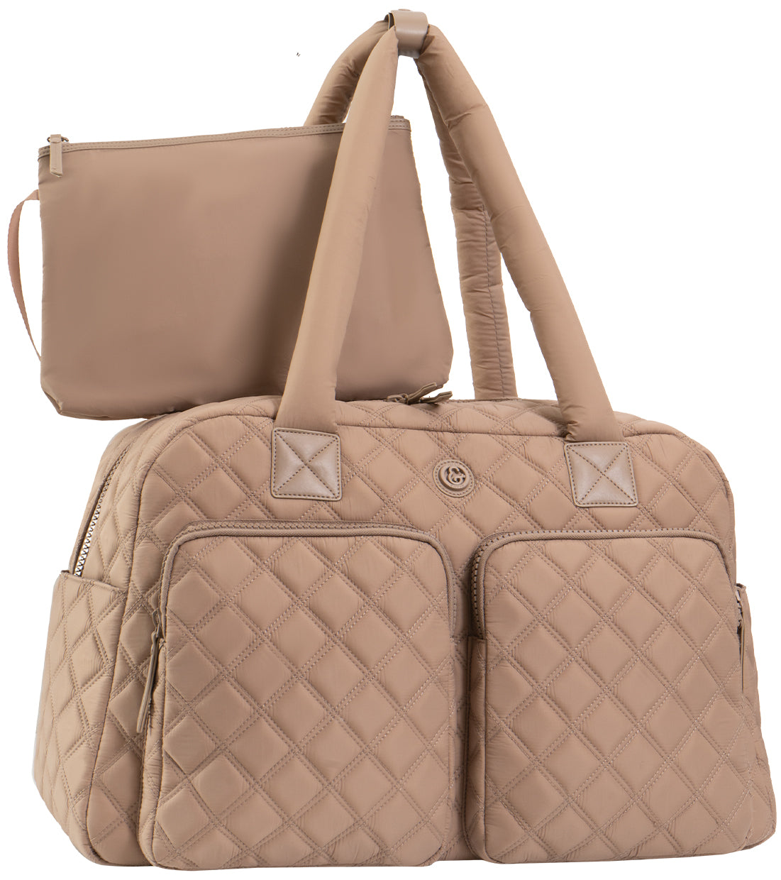 Joan & David 22 Inch Diamond Quilted 2 Pocket Parachute Nylon Duffel Bag
