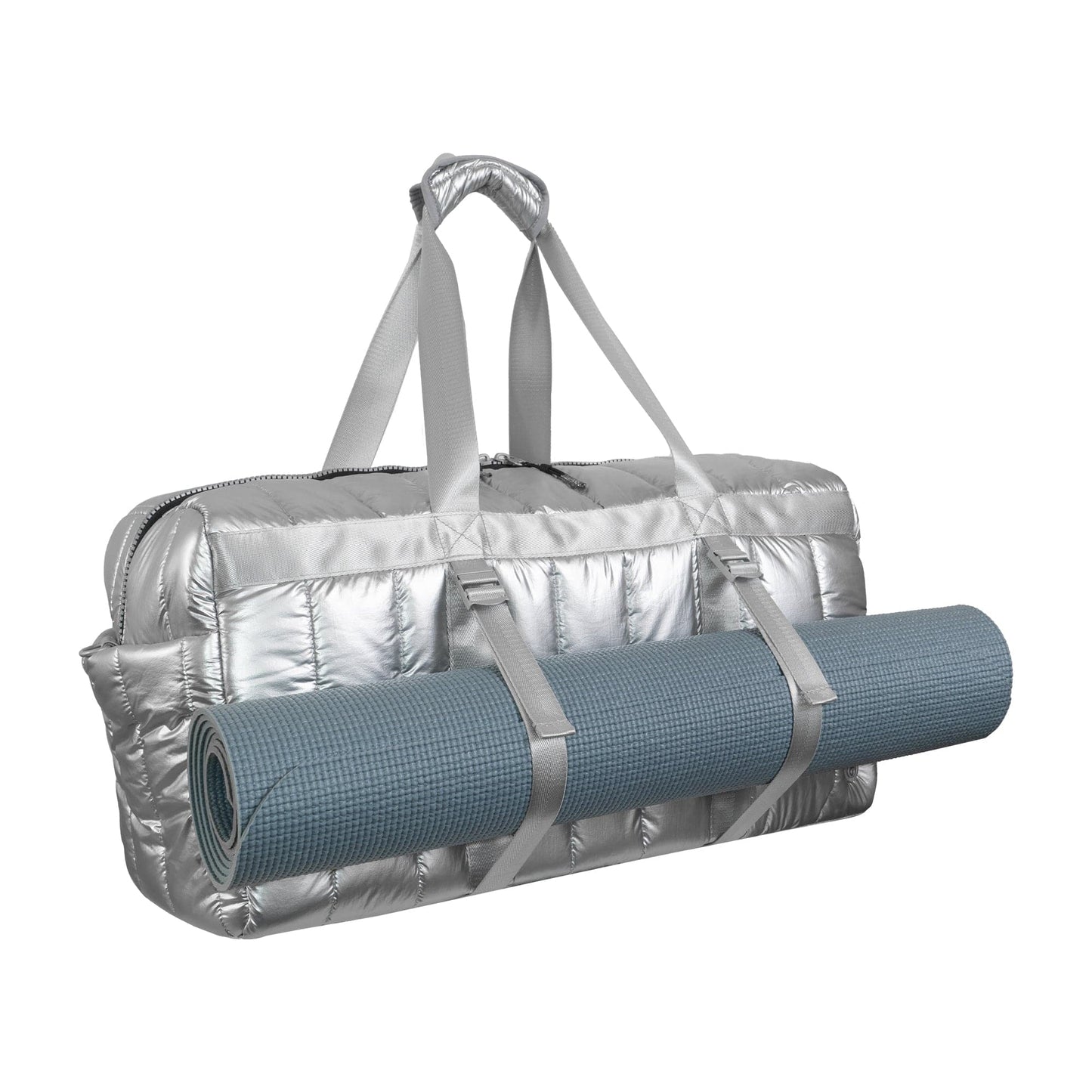 Joan & David 22" Metallic Puffer Tubular Quilted Nylon Travel Weekender Duffle