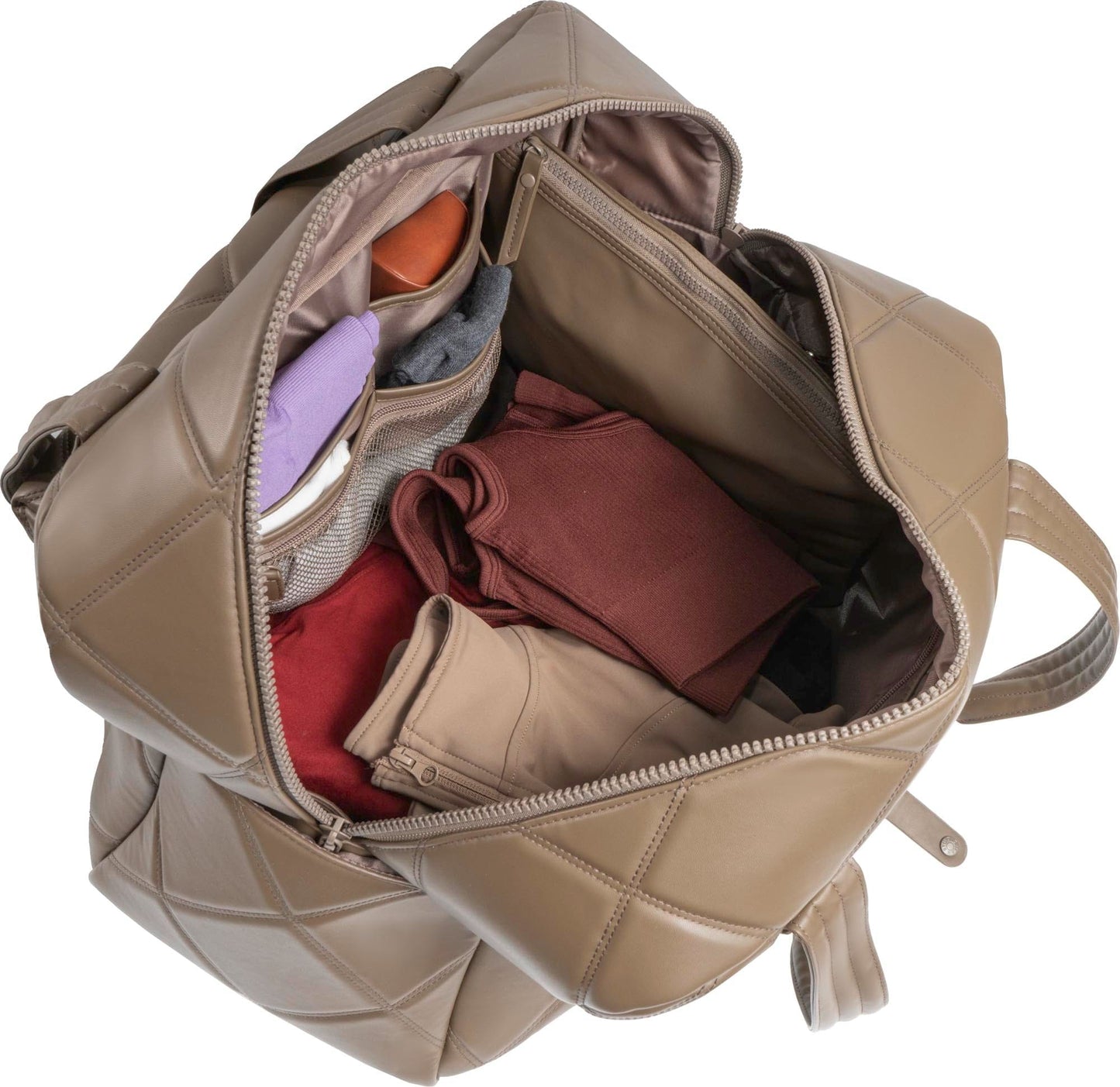 Max Studio 21 Inch Large Lamby Diamond Quilted Front Pocket Duffle Bag