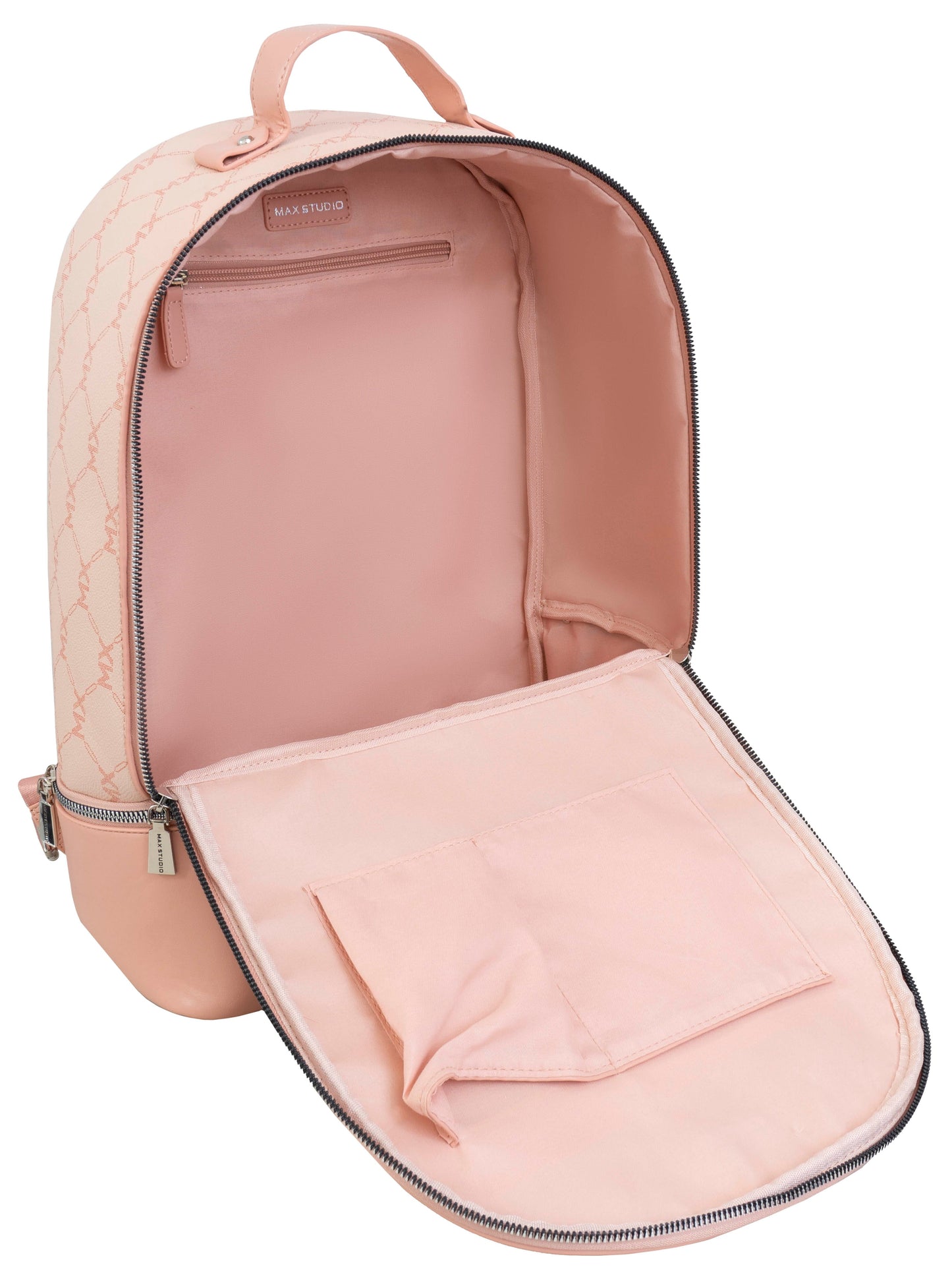 Max Studio Pebble Grain Signature Print Backpack with Zippered Bottom Compartment