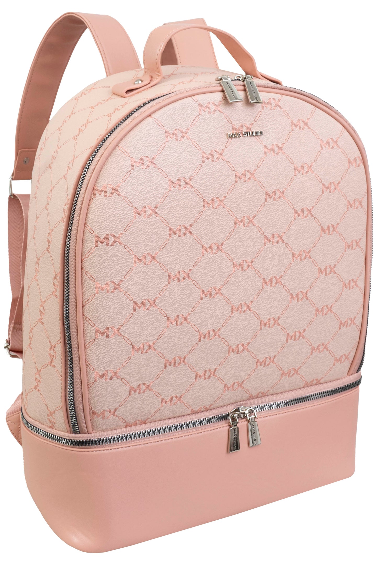 Max Studio Pebble Grain Signature Print Backpack with Zippered Bottom Compartment