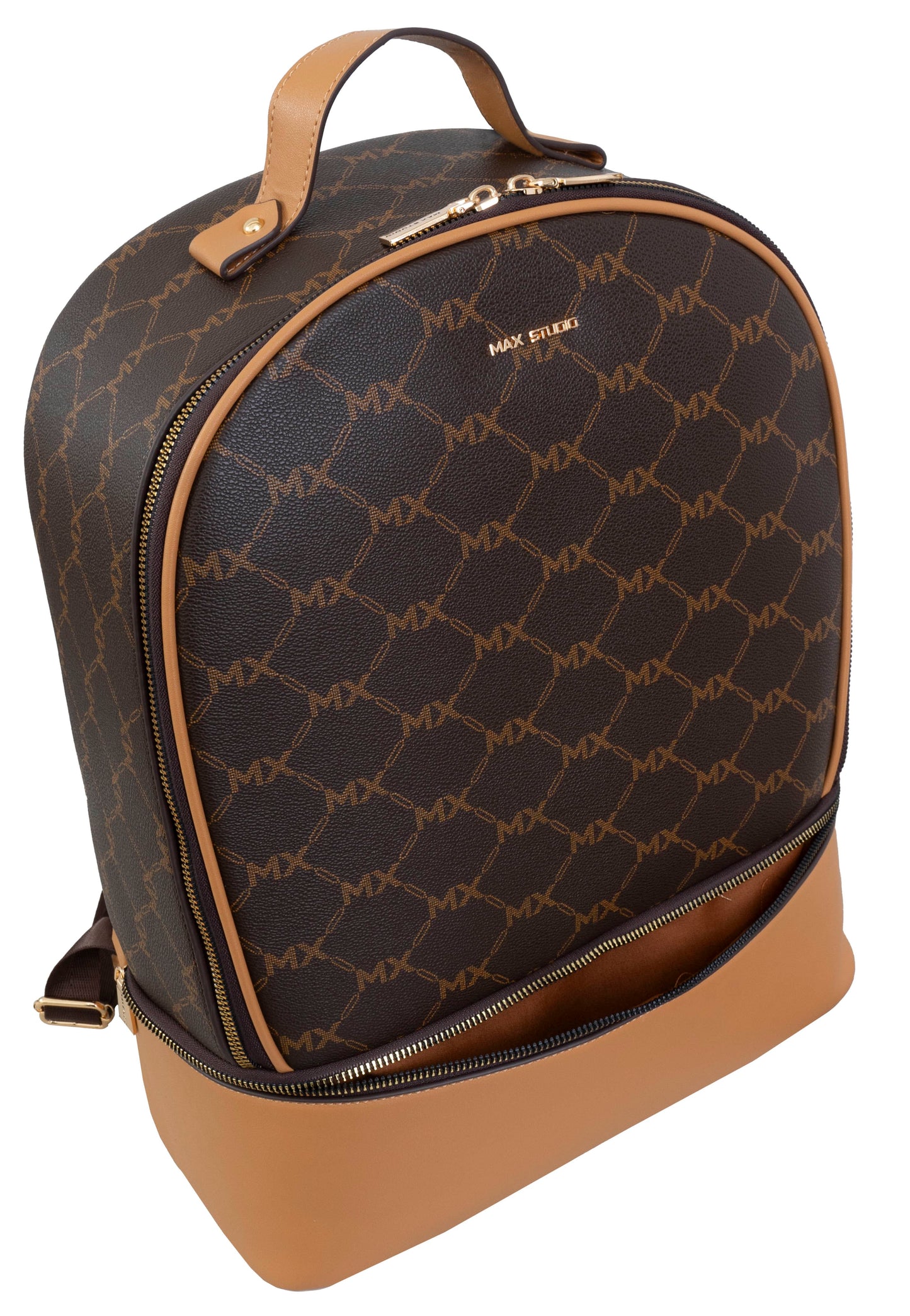 Max Studio Pebble Grain Signature Print Backpack with Zippered Bottom Compartment