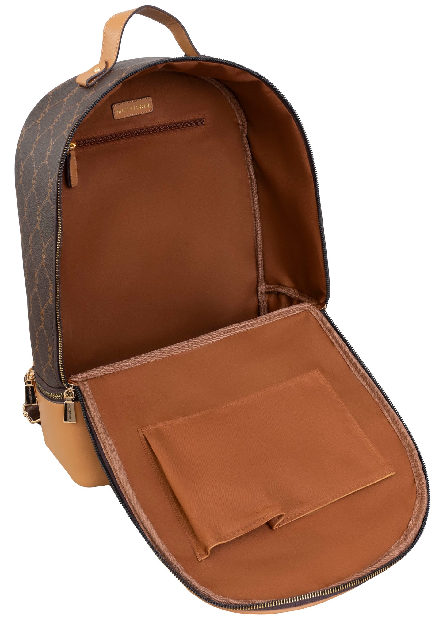 Max Studio Pebble Grain Signature Print Backpack with Zippered Bottom Compartment