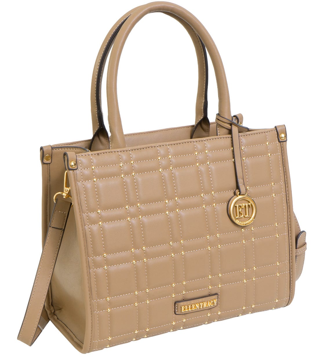 Ellen Tracy Studded Smooth Quilted Satchel