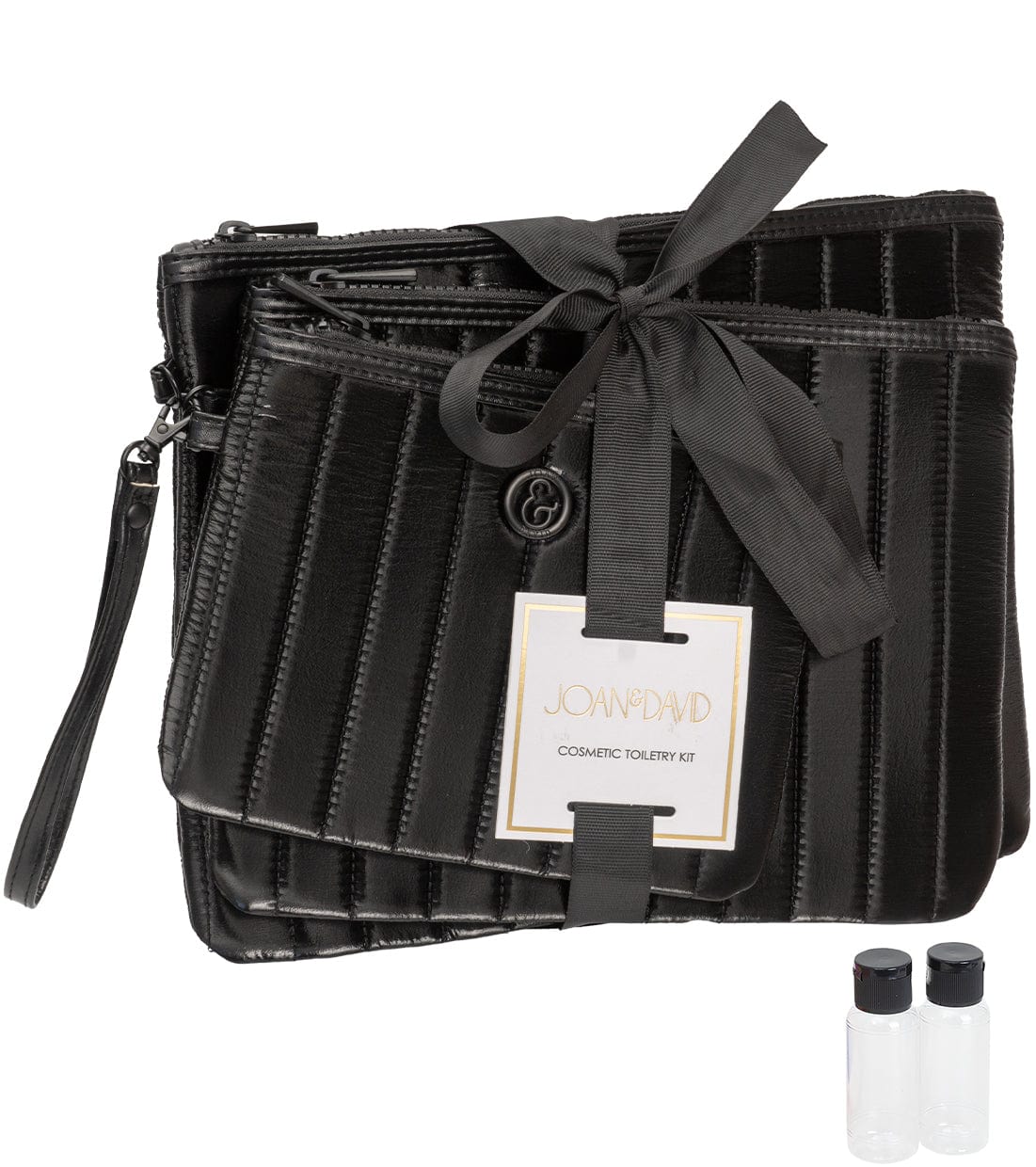 Joan & David 3 Piece Tubular Quilted Toiletry Wristlet Pouches