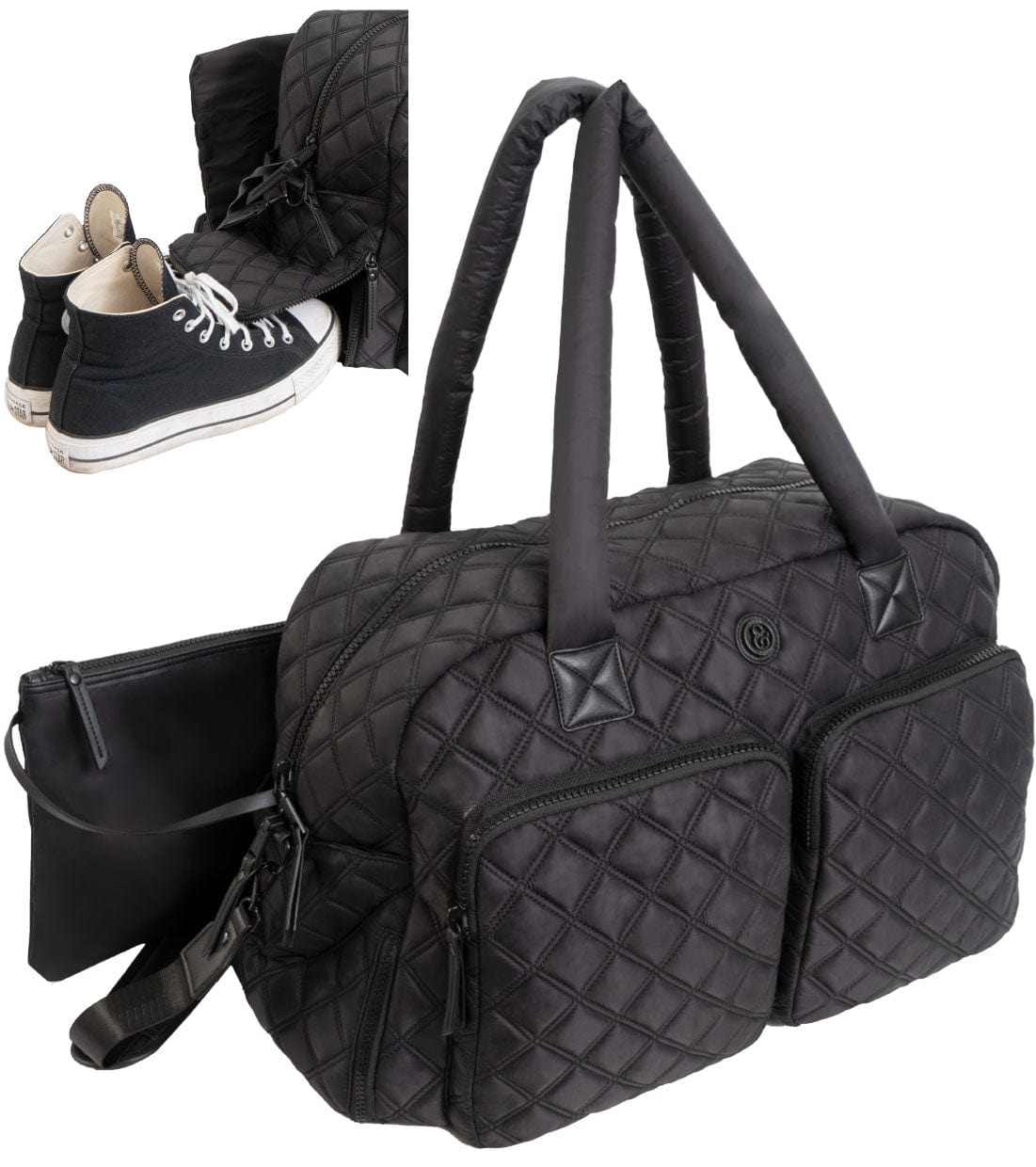 Joan & David 22 Inch Diamond Quilted 2 Pocket Parachute Nylon Duffel Bag