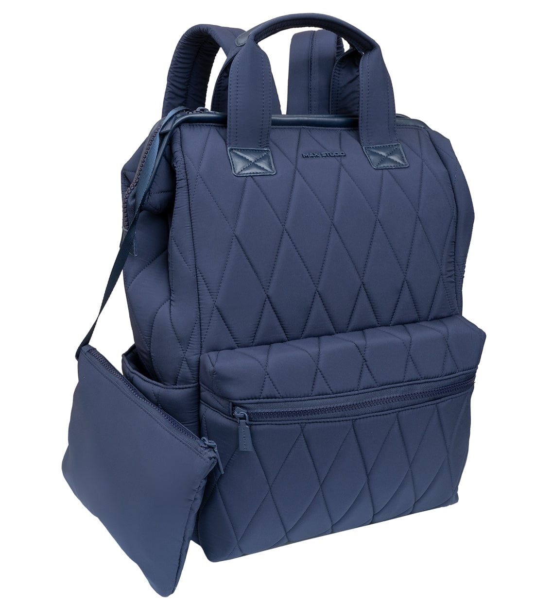 Max Studio Diamond Quilted Nylon Backpack with Front Zippered Pocket