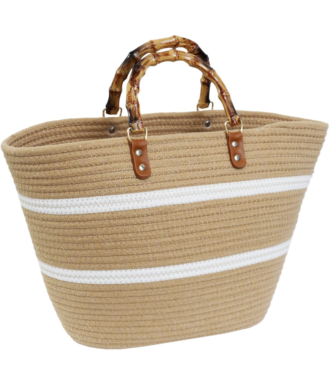 Magid Natural Cotton Woven Bamboo Handle Tote