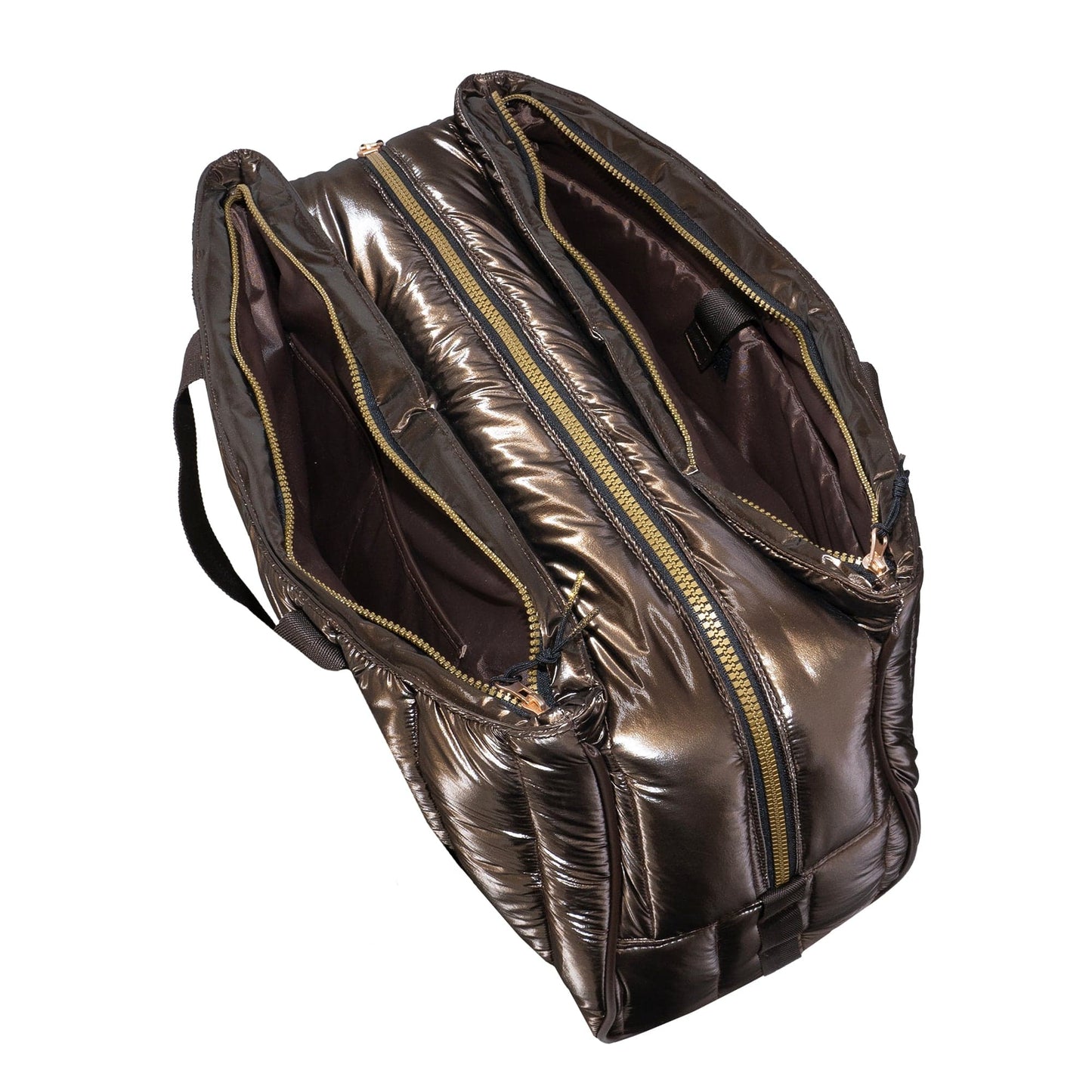 Joan & David Metallic Tubular Quilted Nylon Puffer Tote