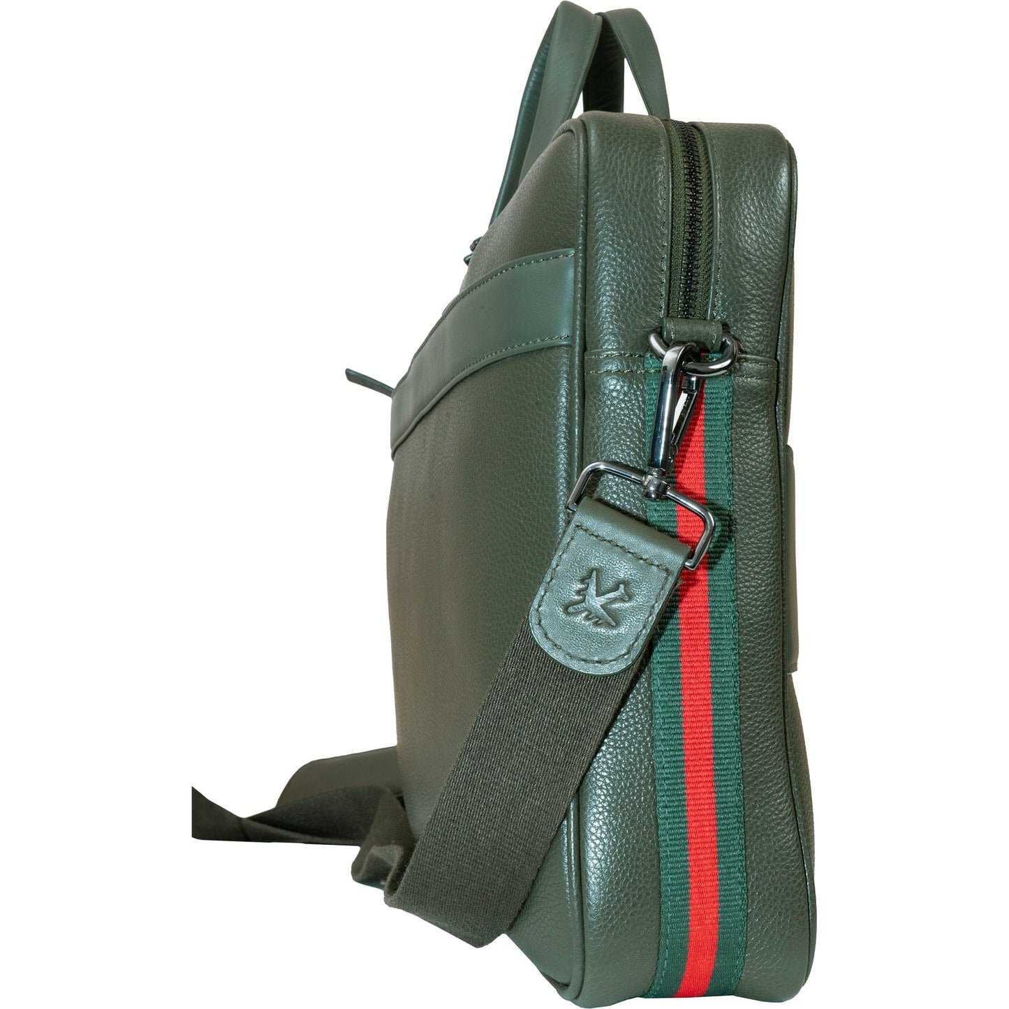 Boarding Pass Hey Handsome 18" Pebble Grain Genuine Leather Briefcase - Olive