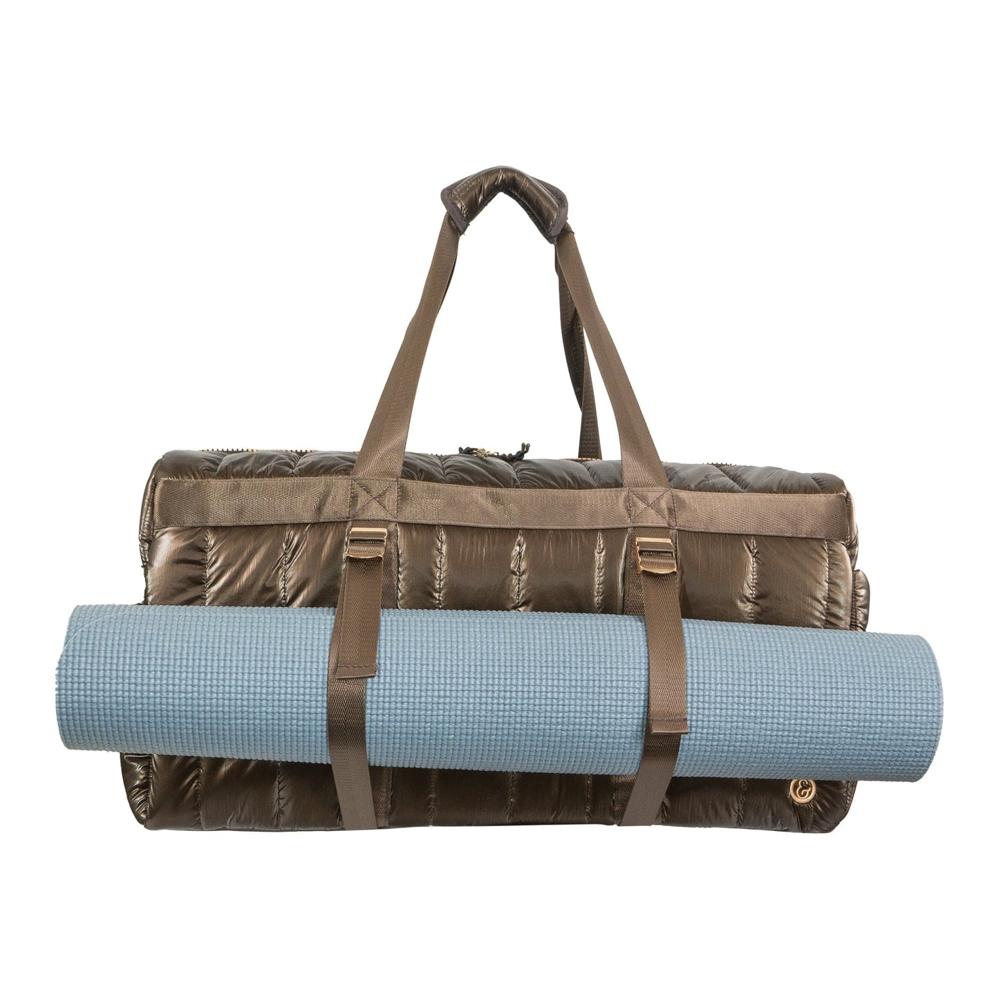 Joan & David 22" Metallic Puffer Tubular Quilted Nylon Travel Weekender Duffle