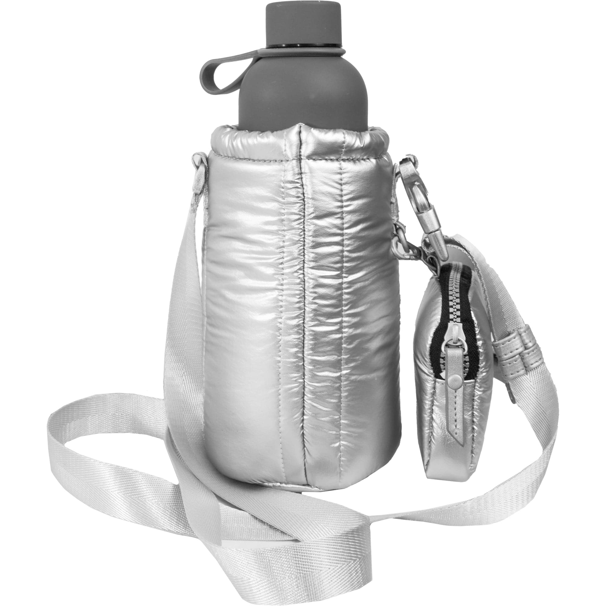 Joan & David Tubular Quilted Metallic Water Bottle Holder Sling