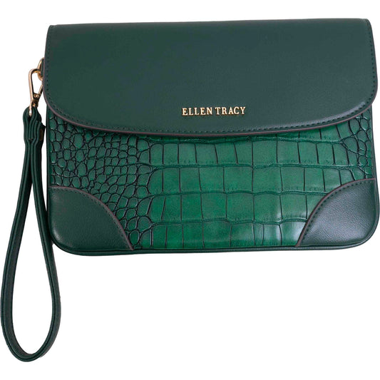 Ellen Tracy Croco Smooth Flap  Wristlet
