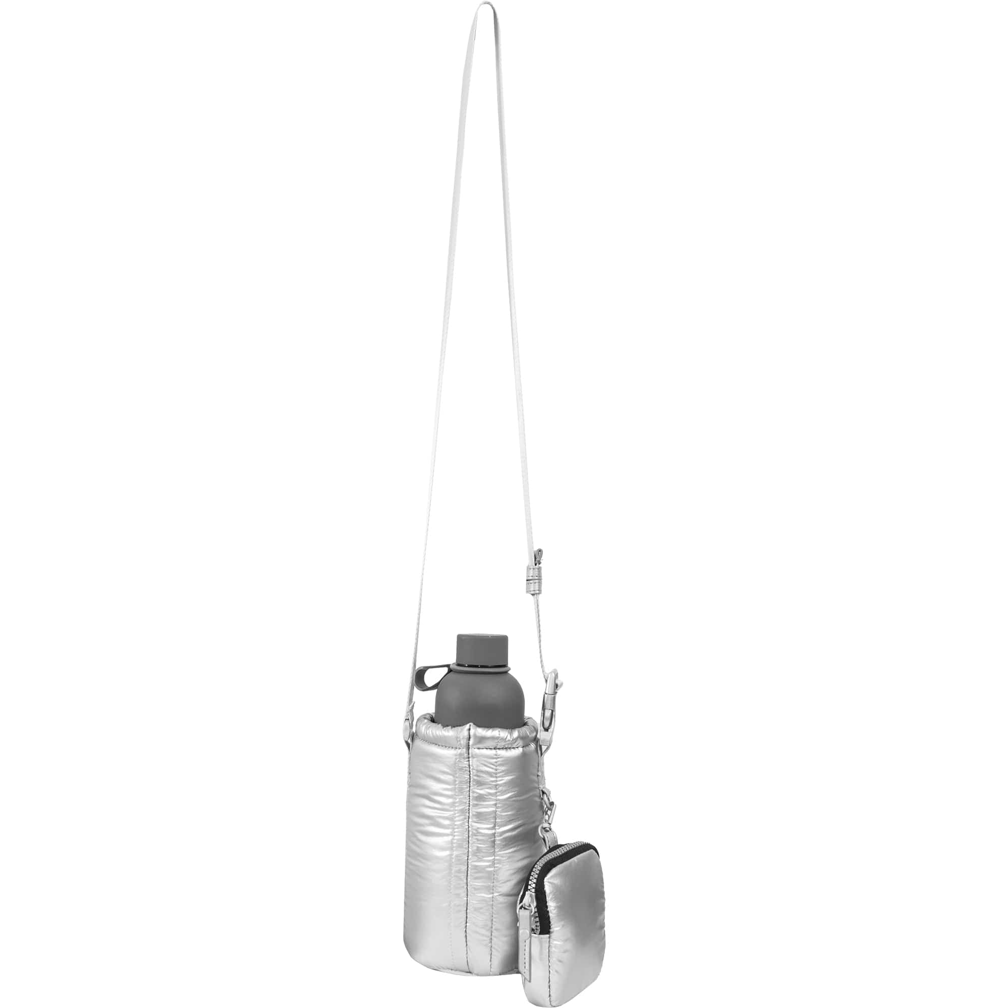 Joan & David Tubular Quilted Metallic Water Bottle Holder Sling