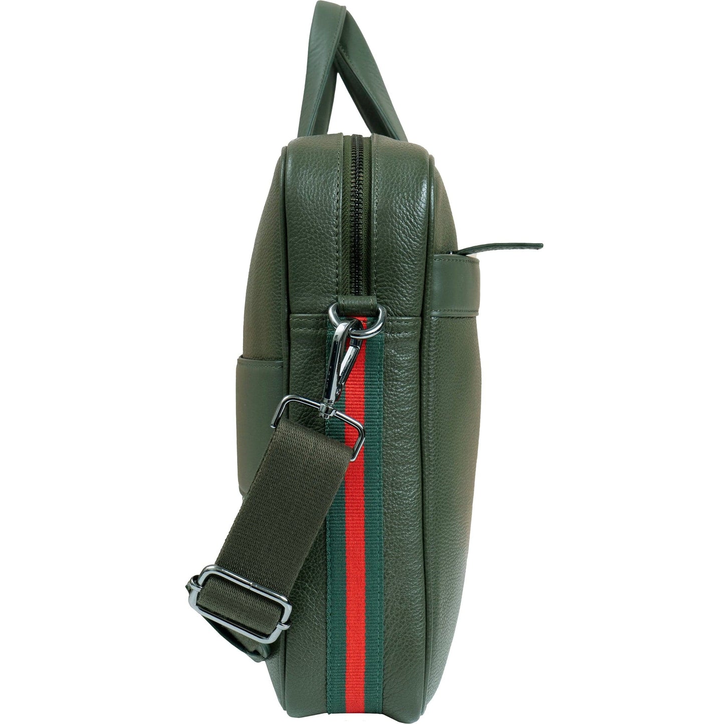 Boarding Pass Hey Handsome 18" Pebble Grain Genuine Leather Briefcase - Olive