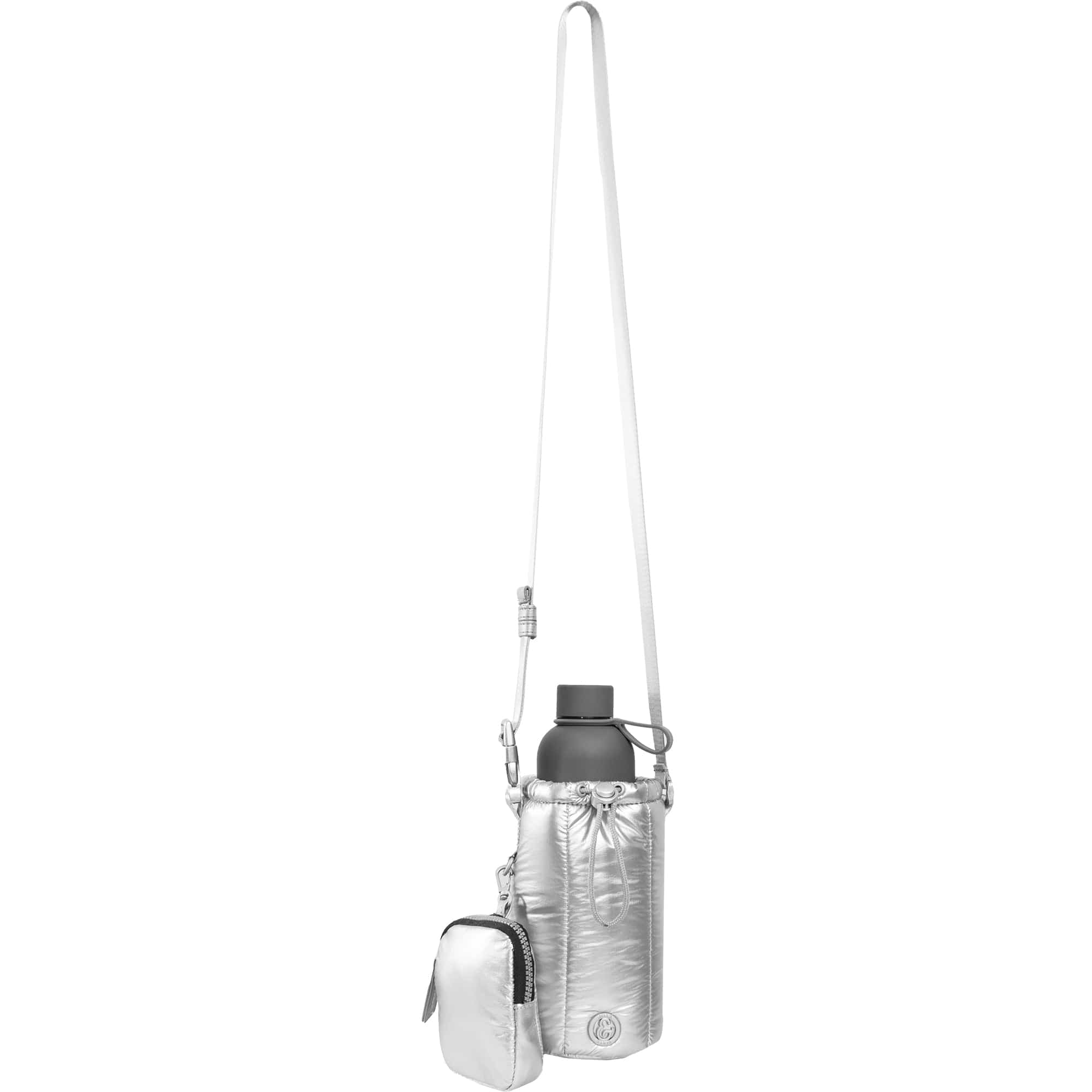 Joan & David Tubular Quilted Metallic Water Bottle Holder Sling