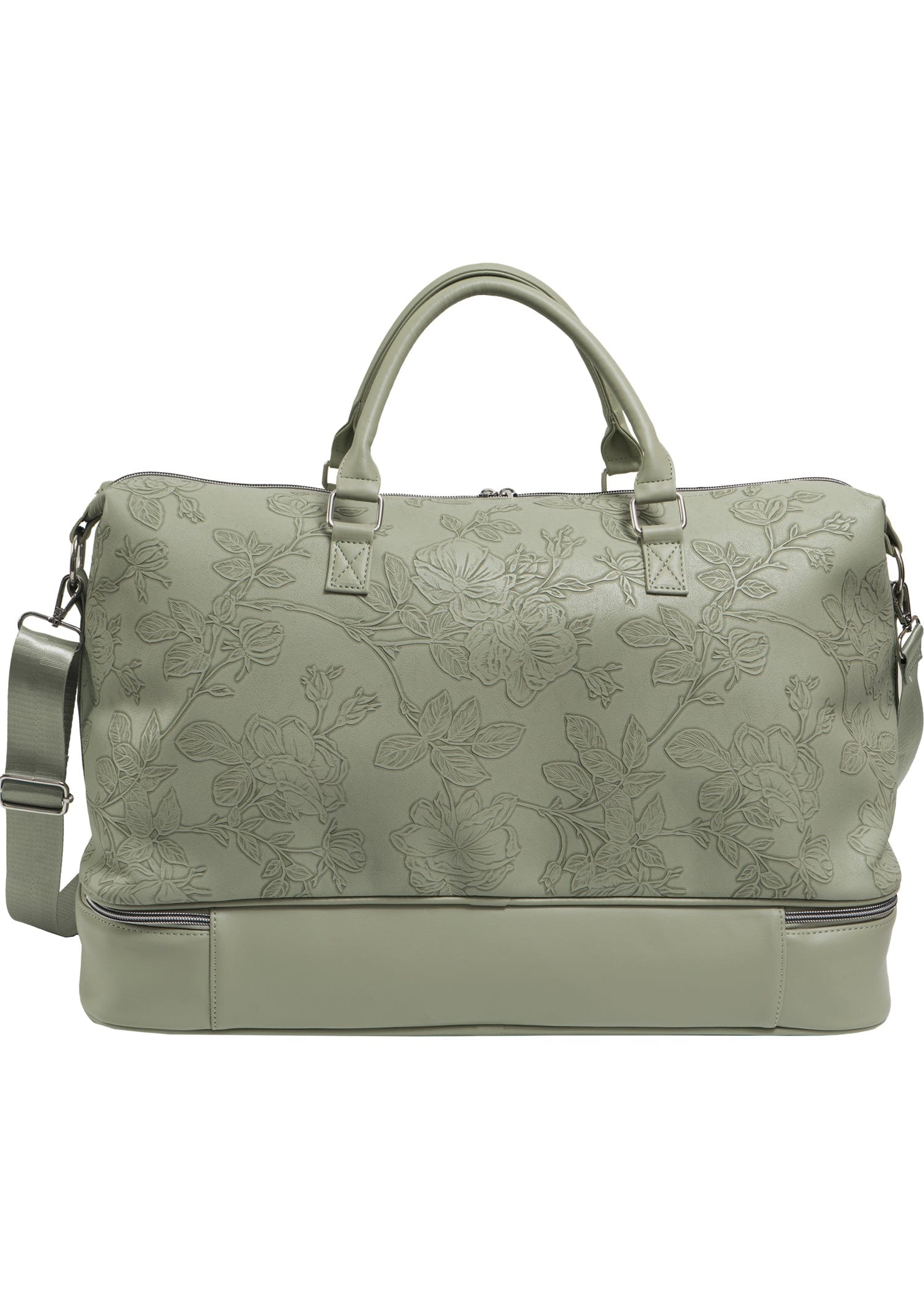 Ellen Tracy 20 Inch Floral Embossed Faux Leather Drop Bottom