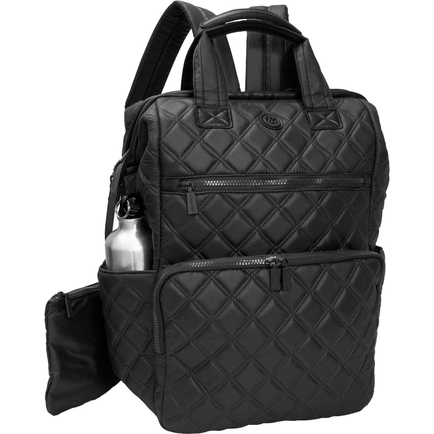 Joan & David Diamond Quilted Puffer Nylon Square Laptop Backpack