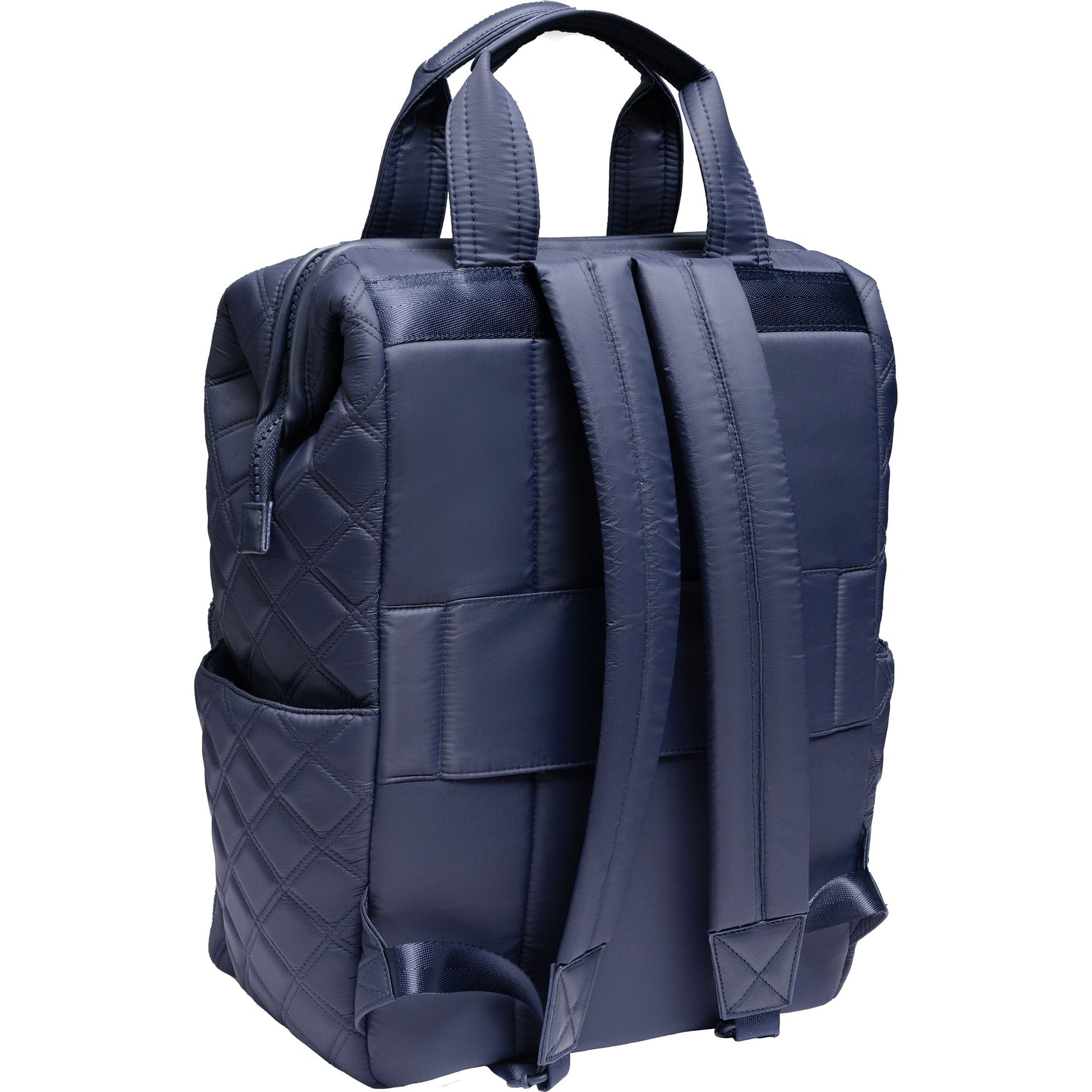 adrienne vittadini quilted backpack with laptop sleeve charcoal grey Joan & David Diamond Quilted Puffer Nylon Square Laptop Backpack – Magid NYC