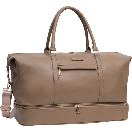Ellen Tracy 20 In. Smooth Faux Vachetta Leather Drop Bottom Duffle