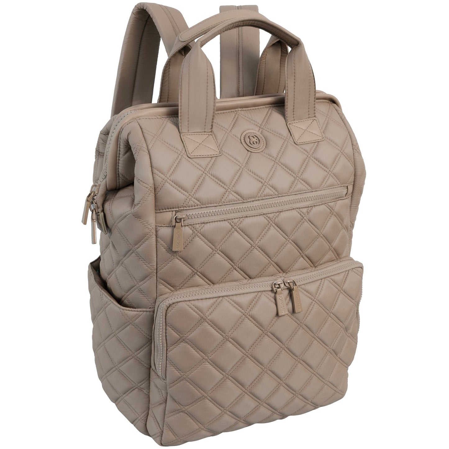 Joan & David Diamond Quilted Puffer Nylon Square Laptop Backpack